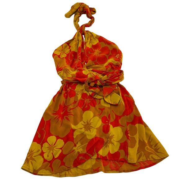 Faithful The Brand Dress Womens 8 Orange Odette Floral Print Mini - Picture 2 of 12